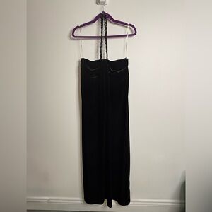 Lori M Collection Elegant Black Velvet Strapless Dress Size M